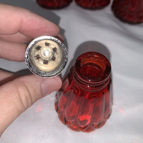 4 PC Mosser Glass #327 Red Nicole Set Salt & Pepper with...
